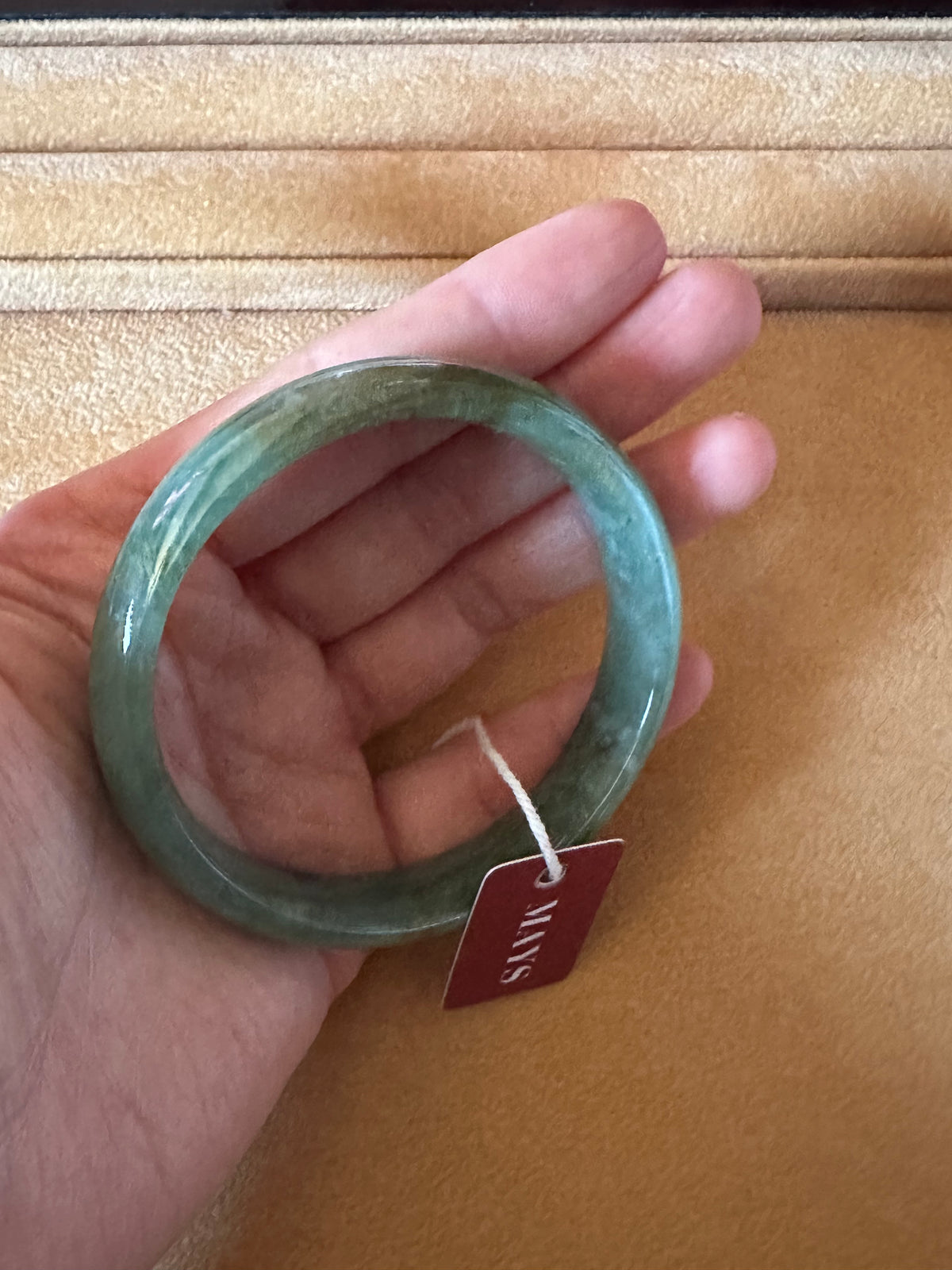 Genuine Grade A Green Jadeite Jade Bangle - 57mm Half Moon