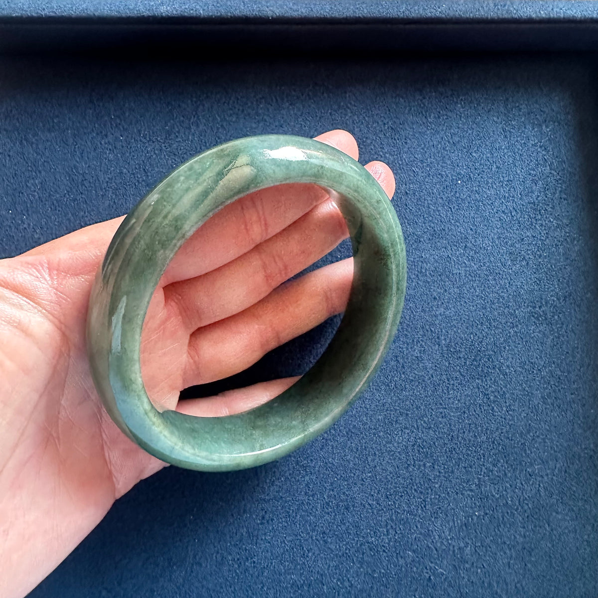 Authentic Grade A Green Jade Bracelet - 63mm Half Moon