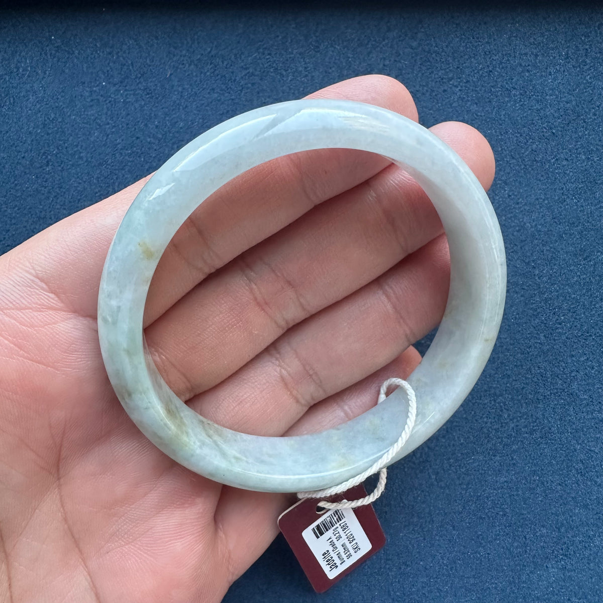 Natural Greyish White with Brown Jadeite Jade Bangle - 60mm Half Moon