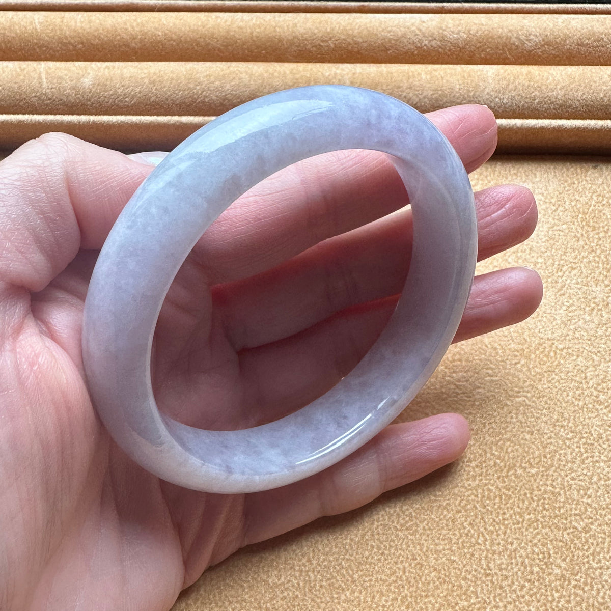 Genuine Grade A Lavender Traditional Jade Bangle - 58mm Semi Round