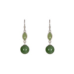Jade Harmony Drops – Green Jade Marquise and Bead Drop Earrings in Sterling Silver