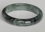 Real Type A Green with Black and Dark Green Patterns Jade Bracelet - 62mm Half Moon