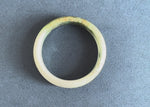 Genuine Untreated White and Olive Green with Brown Specks Traditional Jade Bangle - 58mm Half Moon