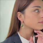 Jade Prism – Green Jade Teardrop Earrings with Double Diamond Frame in Sterling Silver