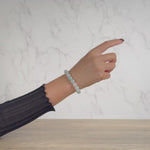 Pale Green and White Jadeite Jade Bead Bracelet - 9mm