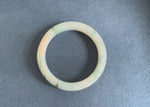Authentic Type A White with Green Pattren Burmese Jade Bangle Bracelet - 58mm Half Moon