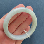 57.3mm Light Green with White Jade Bangle Bracelet