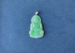 Emerald Green Guanyin Jade Pendant - 18K White Gold