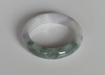 53mm White and Pale Lavender with Green Patterns Jade Bangle Bracelet