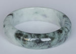 Genuine Grade A Pale Green with Dark Green Patterns Burma Jade Bangle Bracelet - 57mm Half Moon