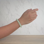 Translucent Light Green Jadeite Jade Bead Bracelet - 12mm