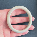 Real Type A Greyish White Jadeite Bracelet - 59mm Half Moon
