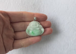 Natural Lucky Buddha Jade Pendant - 18K White Gold