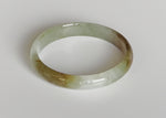 Genuine Type A Green with Honey Burma Jade Bangle Bracelet - 54mm Half Moon