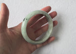 Authentic Grade A Green with Grey Jade Bangle Bracelet - 59mm Half Moon