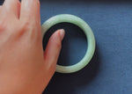 Certified Grade A Light Green Burma Jade Bangle Bracelet - 58mm Half Moon