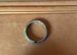 Certified Untreated Green and Lavender with Dark Green Patterns Burma Jade Bangle - 59mm Half Moon