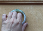 Certified Untreated Lavender with Green Pattern Traditional Jade Bangle - 62mm Half Moon
