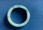 Genuine Grade A White and Green with Green Patterns Jadeite Bangle - 62mm Half Moon