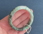 56.6mm Pale Green with Lavender and Dark Green Patterns and Apple Green Spots Jade Bangle Bracelet