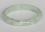 Genuine Natural Green with Dark Grey Patterns Traditional Jade Bangle - 65mm Half Moon