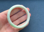 Certified Type A Pale Green with Apple Green patterns and Green Dots Jade Bracelet - 59mm Semi Round