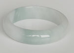 Genuine Grade A Green and White Jade Bangle Bracelet - 57mm Half Moon