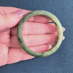 Genuine Type A Green with Dark Green Patterns Jadeite Jade Bangle - 46mm Half Moon