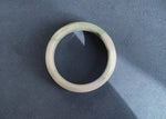 Real White with Green Pattern Traditional Jade Bangle - 58mm Half Moon
