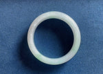 Authentic Grade A White with Apple Green Patterns Burmese Jade Bangle Bracelet - 62mm Half Moon