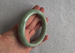 Certified Untreated Light Green Burmese Jade Bangle Bracelet - 61mm Half Moon