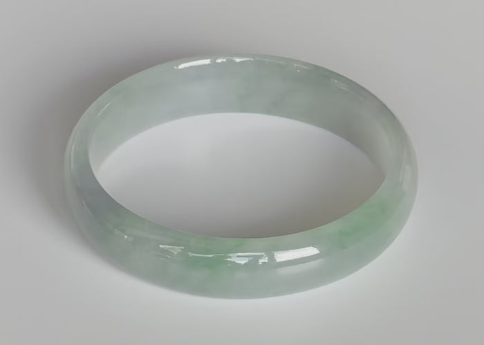 58.5 mm Apple, Imperial, Emerald Green with Milky White Authentic Untreated Burmese Grade A on sale Jadeite Bangle/ AJ015