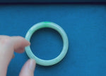 Genuine Grade A Light Green with Emerald Green Jade Bangle - 59mm Half Moon