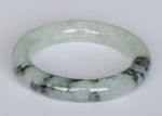 Genuine Grade A Dark Green with Apple Green Patterns and Light Grey Jadeite Jade Bracelet - 54mm Round