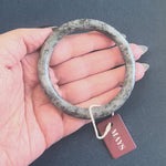 Natural Jadeite Petite Round Bangle Bracelet - 'Calligraphy Ink' (57mm - 59mm)