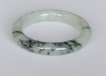 Real Grade A Light Green with Dark Green Patterns and Apple Green Patterns Burmese Jade Bangle - 55mm Round