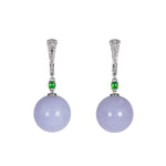 Tranquil Bloom Jadeite Earrings – Lavender and Green Jade in 18K White Gold
