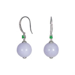 Verdant Lilac Drop Earrings – Lavender and Imperial Green Jade in 18K White Gold