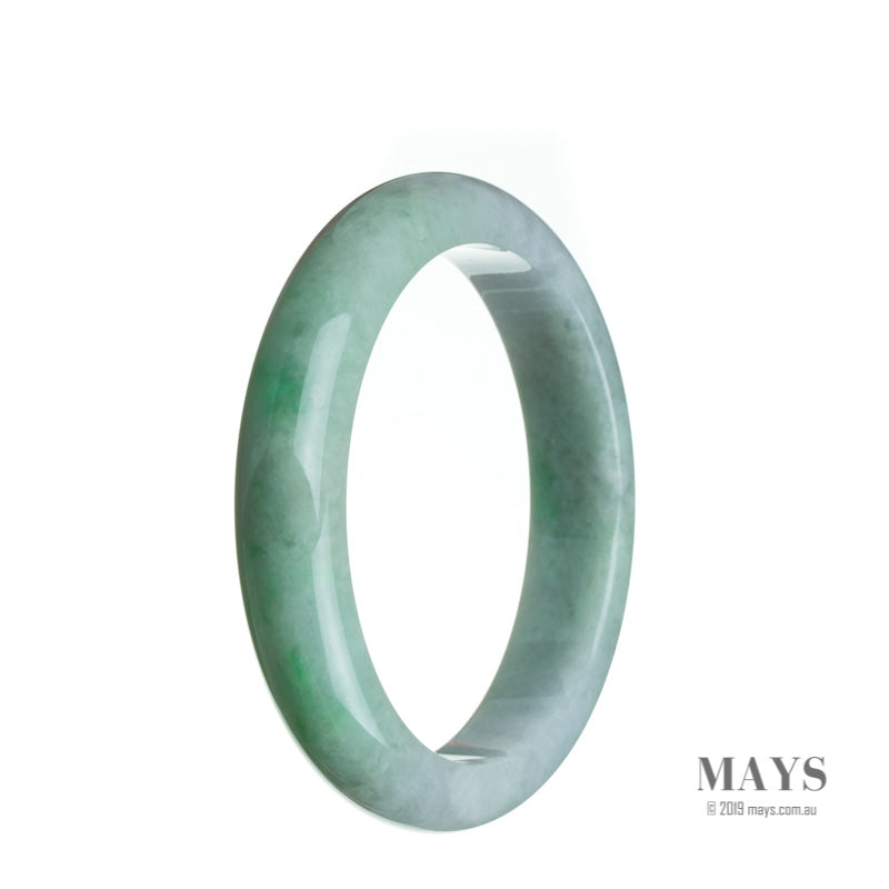 62mm Green, White Burmese Jadeite Jade Bangle Bracelet - MAYS