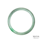 64mm Green, White Burmese Jadeite Jade Bangle Bracelet - MAYS