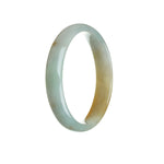 A pale green and yellow traditional jade bracelet in the shape of a half moon, measuring 58mm.