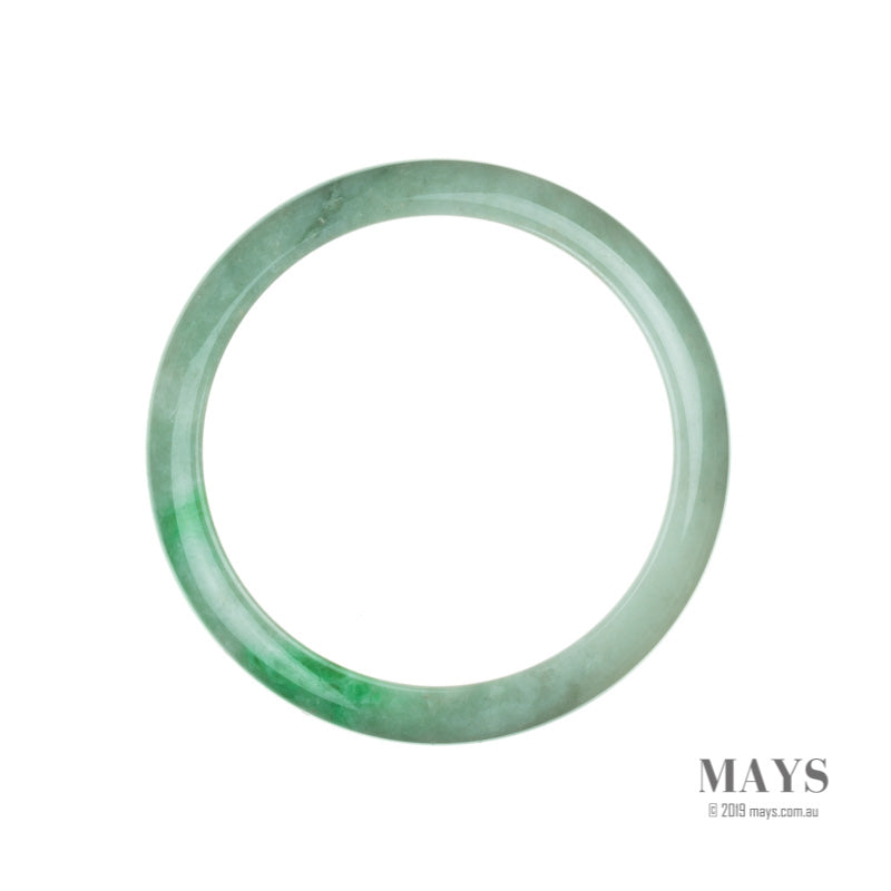 64mm White, Green Burmese Jadeite Jade Bangle Bracelet - MAYS