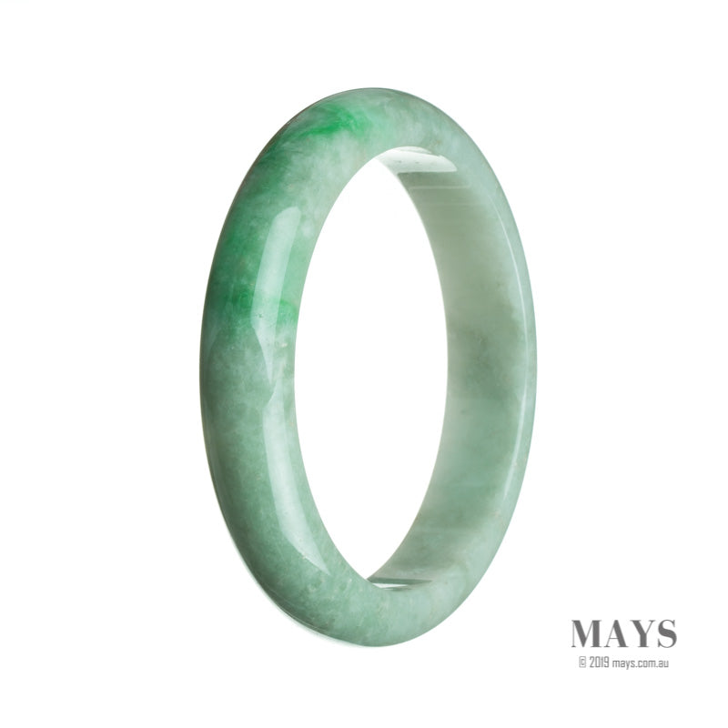 64mm White, Green Burmese Jadeite Jade Bangle Bracelet - MAYS