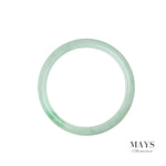 58mm White, Green Burmese Jadeite Jade Bangle Bracelet - MAYS
