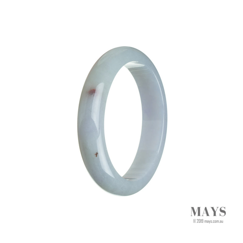 A pale lavender jadeite jade bangle bracelet, untreated and genuine, with an oval shape measuring 53mm. From the brand MAYS.