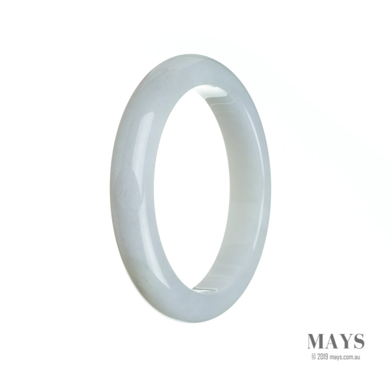 A beautiful pale lavender jade bangle bracelet with a semi-round shape, measuring 56mm in diameter.