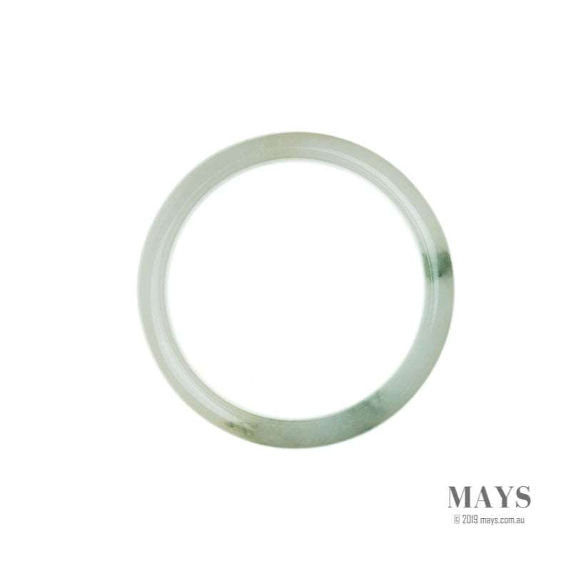 55mm White, Green Burmese Jadeite Jade Bangle Bracelet - MAYS