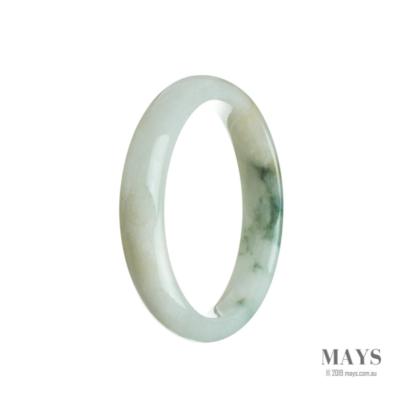 55mm White, Green Burmese Jadeite Jade Bangle Bracelet - MAYS