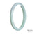 A high-quality genuine jade bangle with a pale green color and hints of lavender. The bangle is a semi-round shape and has a diameter of 72mm. Sold by MAYS GEMS.