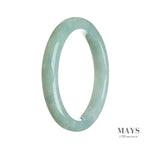 A high-quality, pale green Burmese Jade bangle with a semi-round shape, measuring 64mm in diameter.